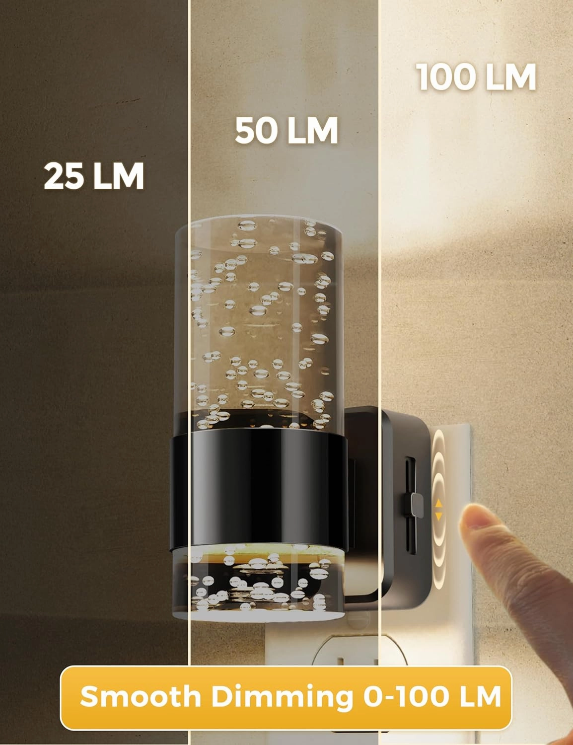 L LOHAS LED Night Light,Dimmable Night Lights Plug into Wall, 2 Pack Acrylic Nightlights with 0-100 LM Adjustable Brightness, 3000K Plug in Night Light with Dusk to Dawn Sensor, for Bathroom Hallway