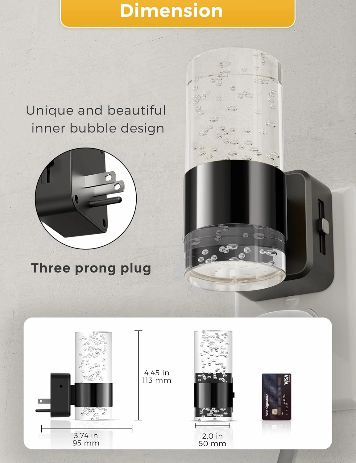 L LOHAS LED Night Light,Dimmable Night Lights Plug into Wall, 2 Pack Acrylic Nightlights with 0-100 LM Adjustable Brightness, 3000K Plug in Night Light with Dusk to Dawn Sensor, for Bathroom Hallway