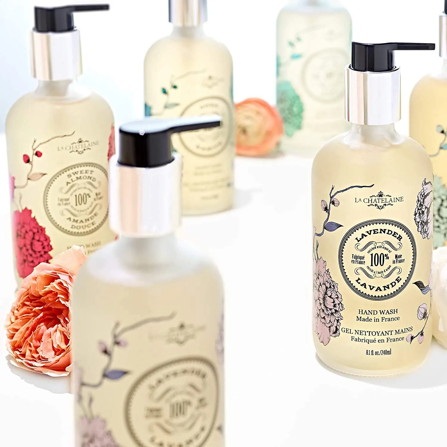 La Chatelaine Hand Wash & Lotion Set | Sulfate Free | Frosted Glass Bottles | Nourishing Shea Butter Formula | Natural and Organic | Made in France | 2 x 8.1 oz. (Orange Blossom)
