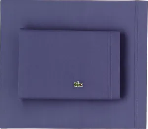 Lacoste 100% Cotton Percale Solid Sheet Set, Vintage Indigo, Standard King