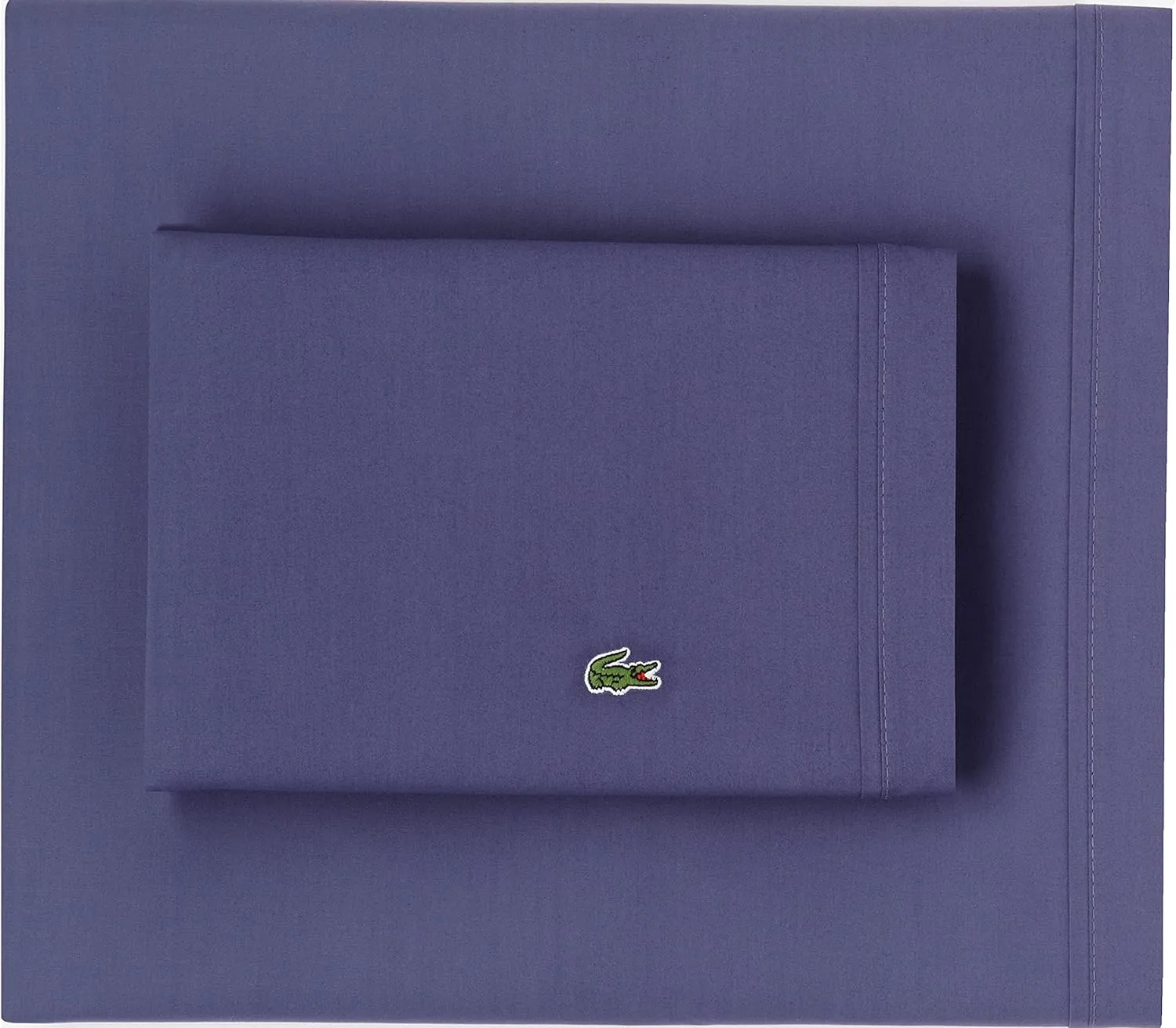 Lacoste 100% Cotton Percale Solid Sheet Set, Vintage Indigo, Standard King