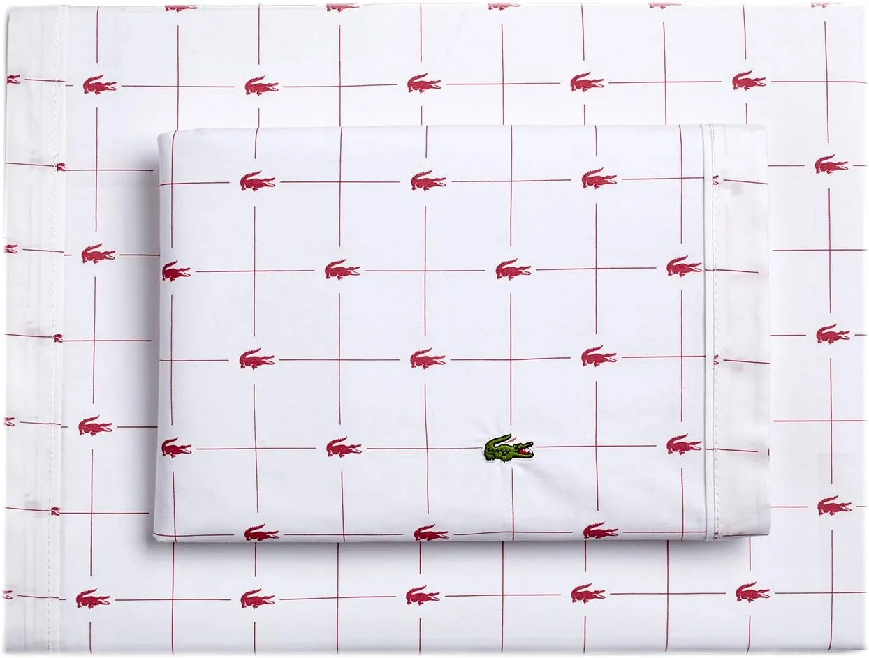 Lacoste 4-Piece Cotton Sheet Set, Slice, Baroque Rose, King
