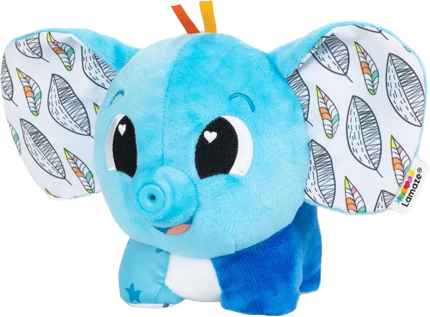 Lamaze Puffaboo Elephant Baby Toy - Soft Squeaky Elephant Toy with Crinkly Ears - Interactive Baby Toys for Sensory Play - Baby Sensory Toys Ages 3 Months and Up