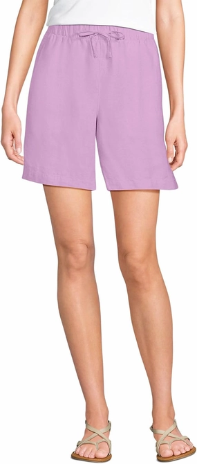 Lands' End Women's Linen High Rise Pull On 7" Shorts