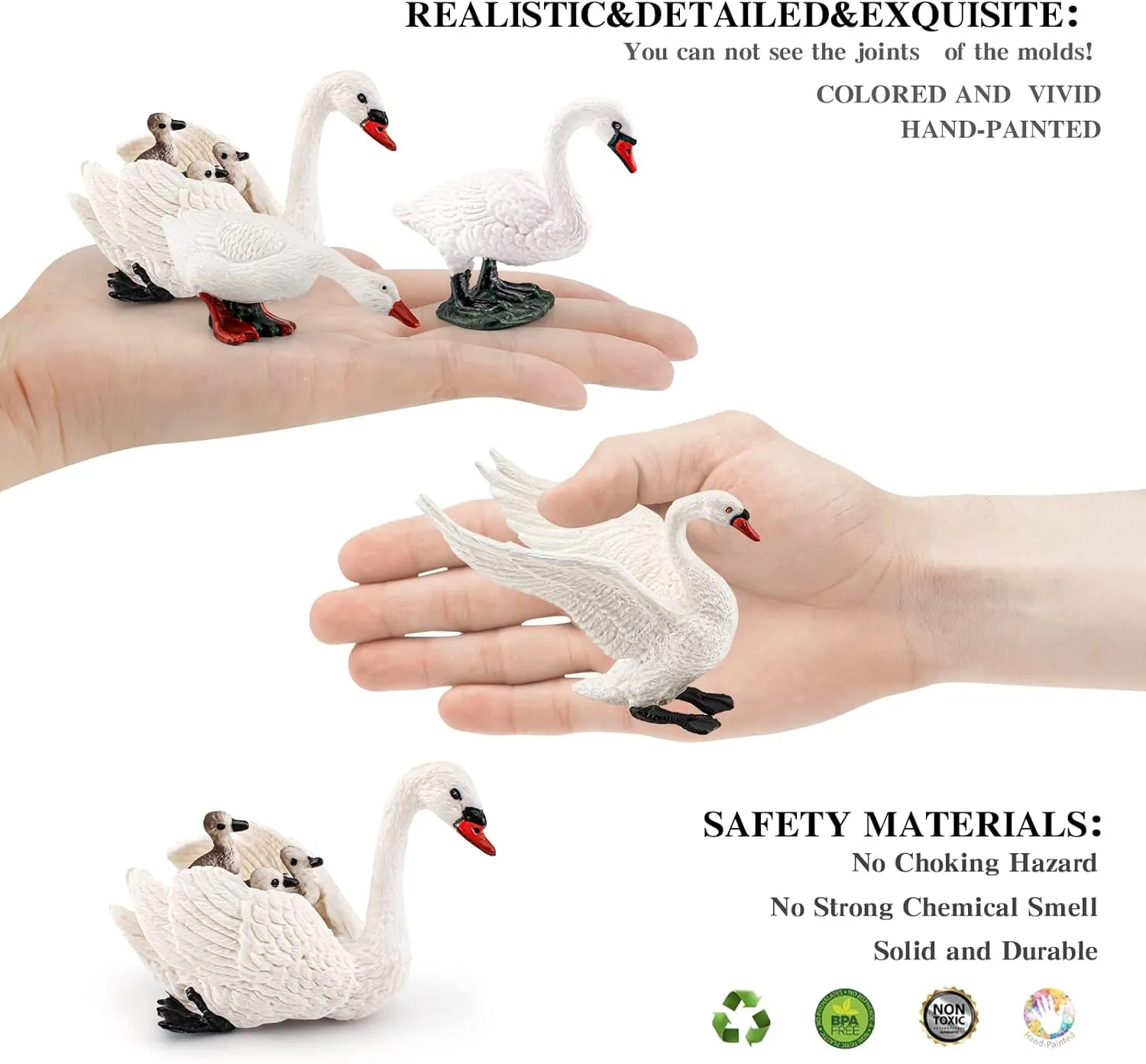 LC JoyCre 4PCS White Swan Figurine Goose Toy Swan Toy Animal Figure for Toddlers Preschool Animals Figures Eduactional Project Diorama Model Toy for Kids 3 4 5 6