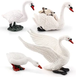 LC JoyCre 4PCS White Swan Figurine Goose Toy Swan Toy Animal Figure for Toddlers Preschool Animals Figures Eduactional Project Diorama Model Toy for Kids 3 4 5 6