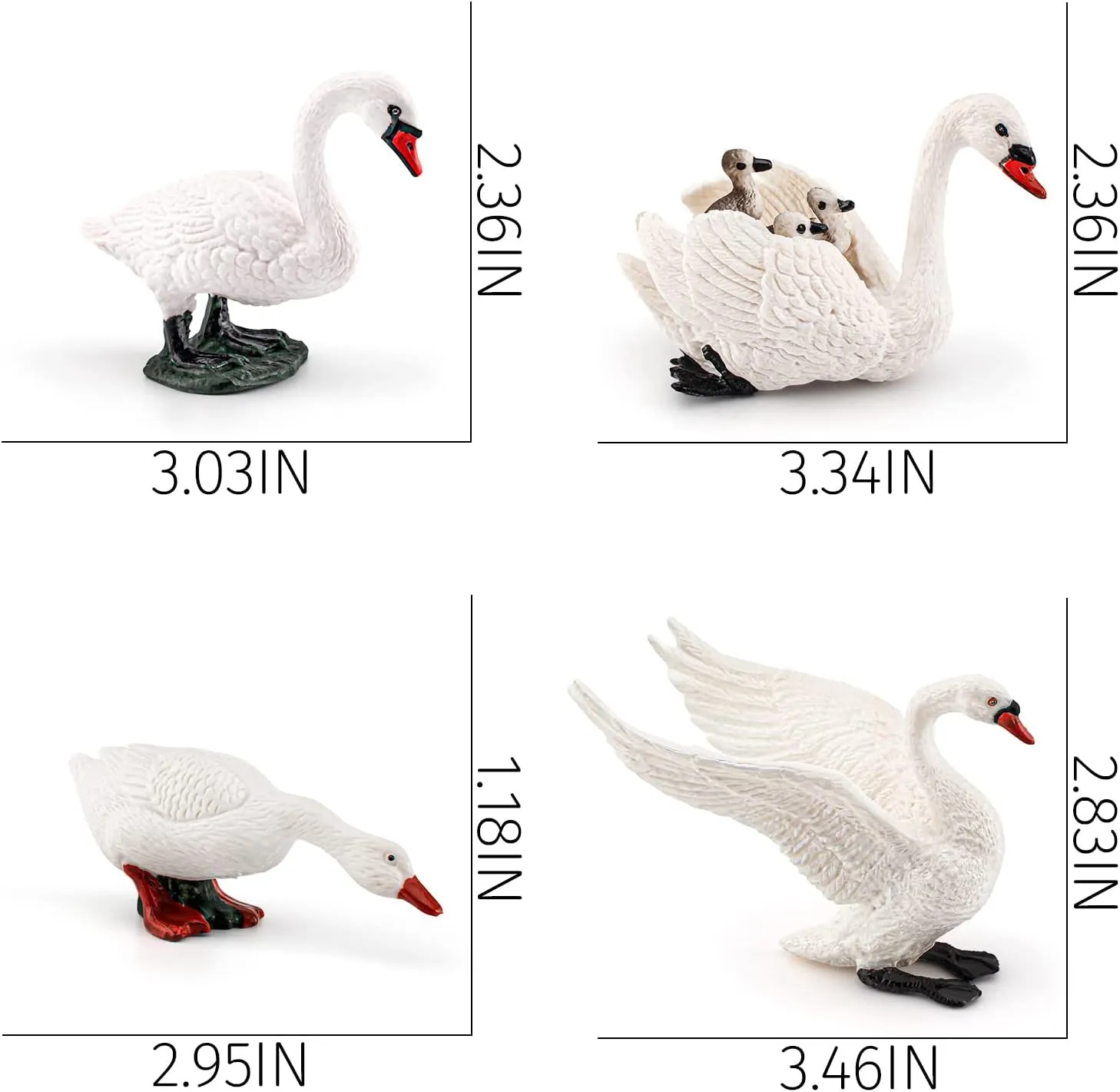 LC JoyCre 4PCS White Swan Figurine Goose Toy Swan Toy Animal Figure for Toddlers Preschool Animals Figures Eduactional Project Diorama Model Toy for Kids 3 4 5 6