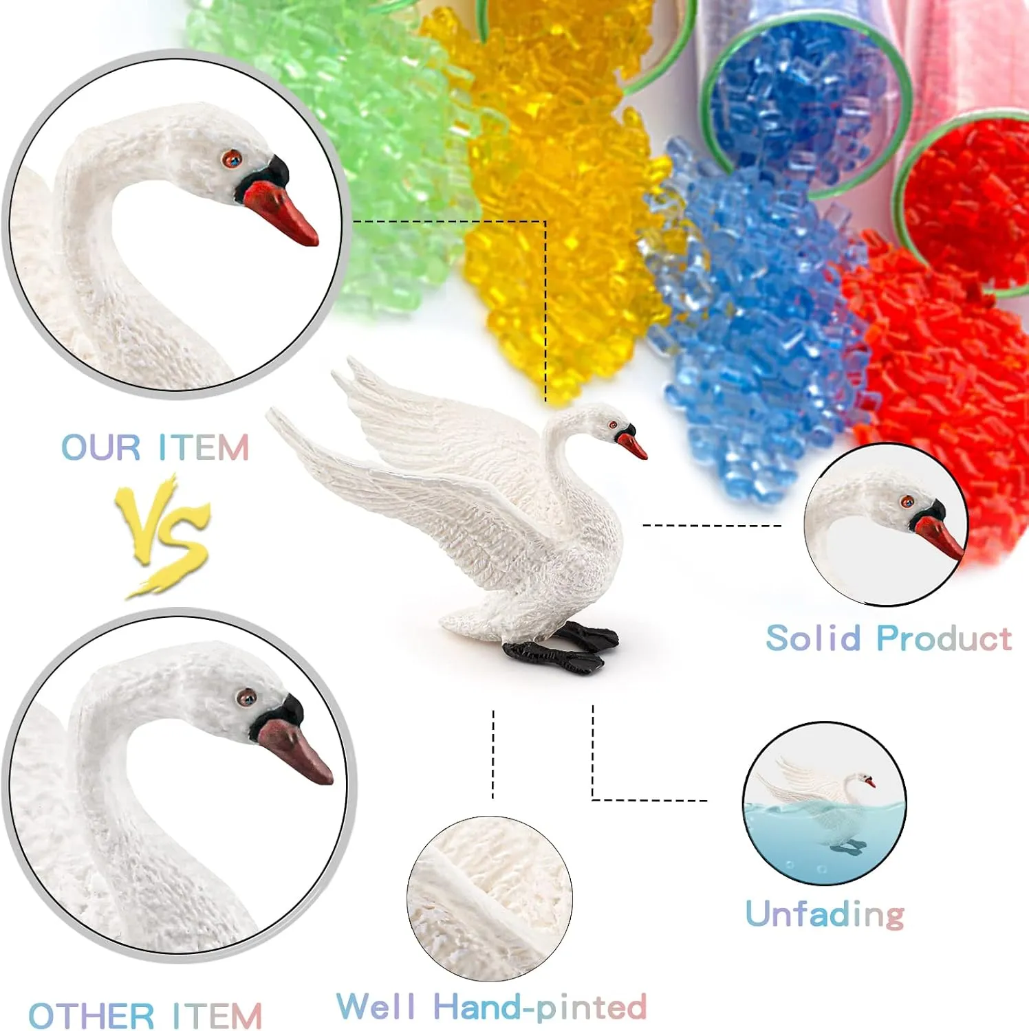 LC JoyCre 4PCS White Swan Figurine Goose Toy Swan Toy Animal Figure for Toddlers Preschool Animals Figures Eduactional Project Diorama Model Toy for Kids 3 4 5 6