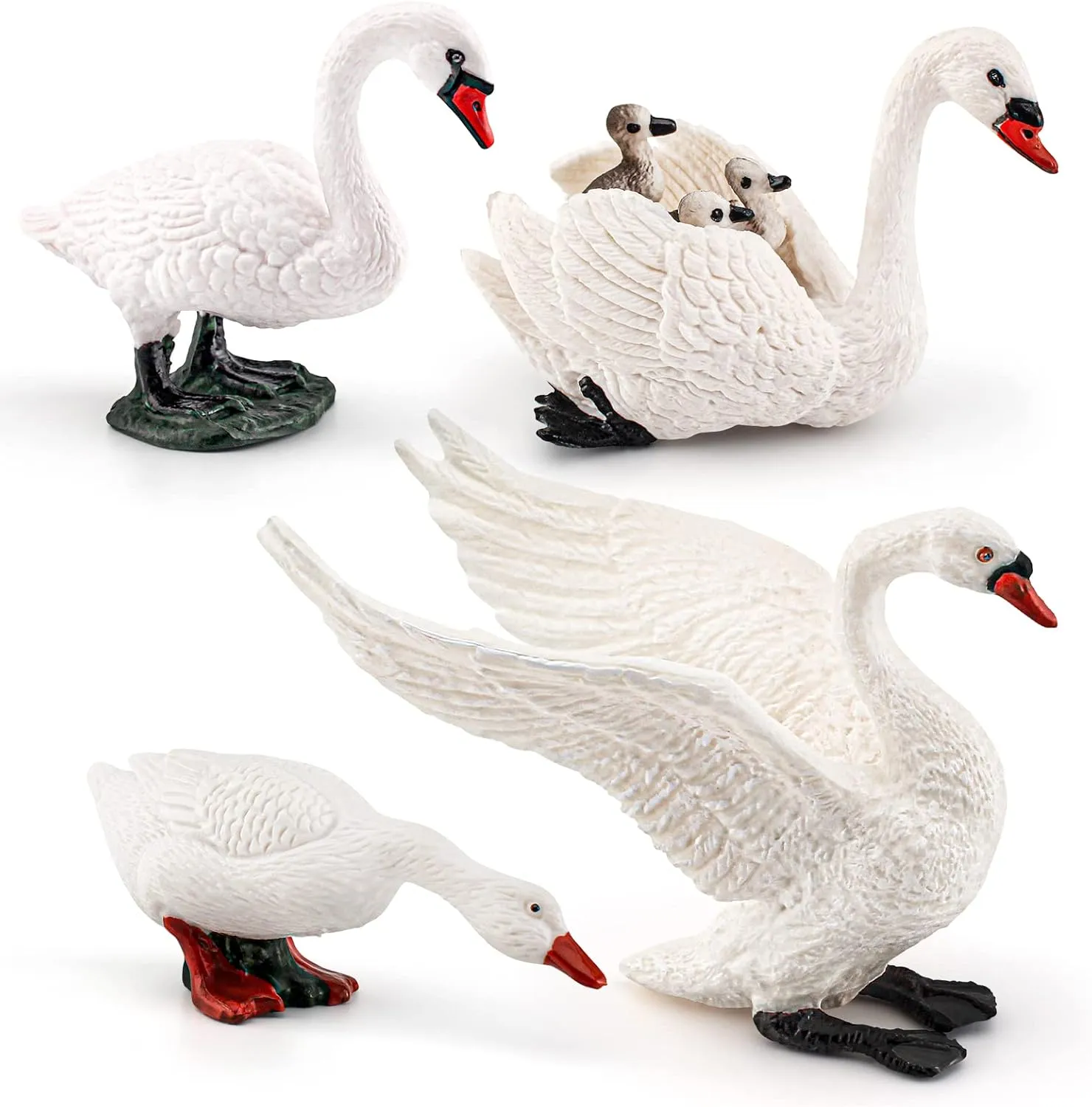 LC JoyCre 4PCS White Swan Figurine Goose Toy Swan Toy Animal Figure for Toddlers Preschool Animals Figures Eduactional Project Diorama Model Toy for Kids 3 4 5 6