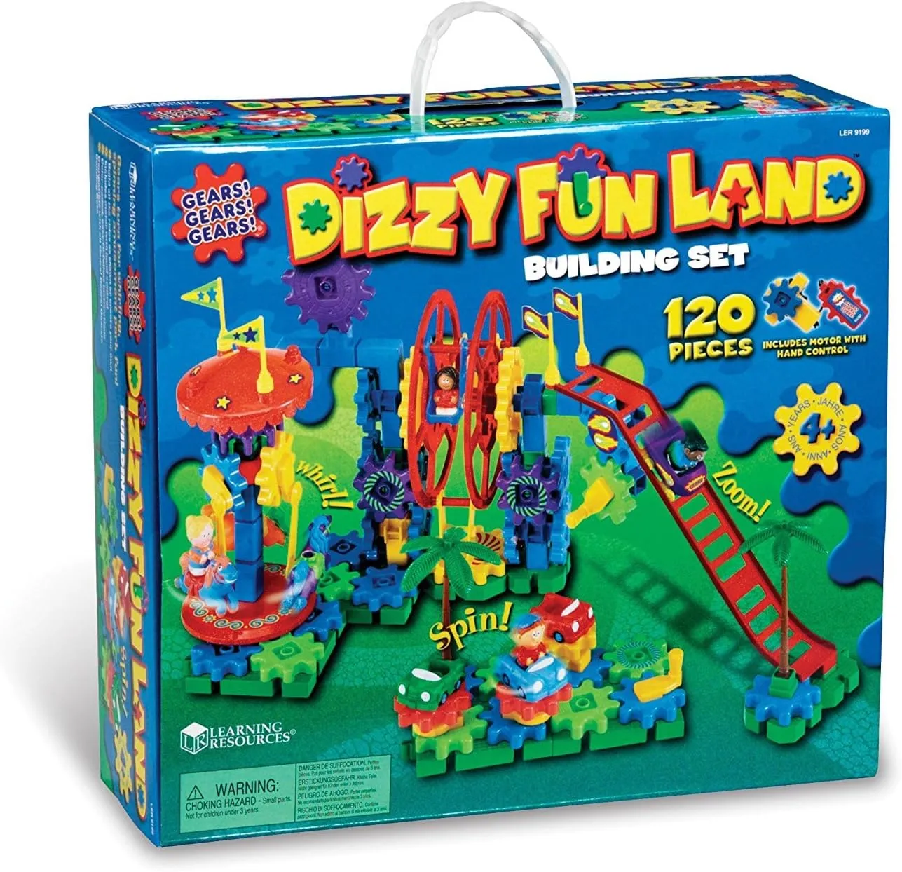 Learning Resources Gears! Gears! Gears! Dizzy Fun Land, Motorized Gears Toy Set, Gears for Kids, Engineering for Kids, Puzzle, 120 Pieces, Ages 5 