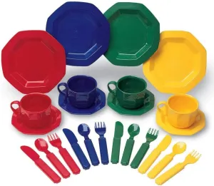 Learning Resources Play Dishes, Colorful Kitchen Toy Plate Set, 24 Piece Set, Ages 3 