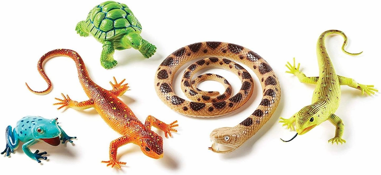 Learning Resources Jumbo Reptiles & Amphibians, Tortoise, Gecko, Snake, Iguana, and Tree Frog, 5 Animals, Ages 3 