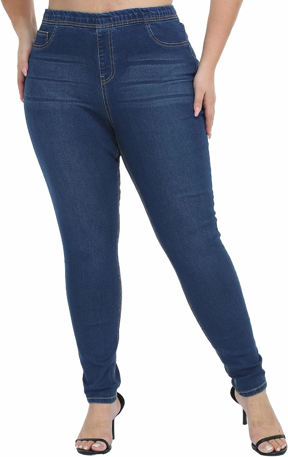 LICTZNEE Jeggings for Women High Waist, Stretchy Jeans Slim Fit Leg Pull on Jean with Pockets, Soft Breathable Cotton Blend