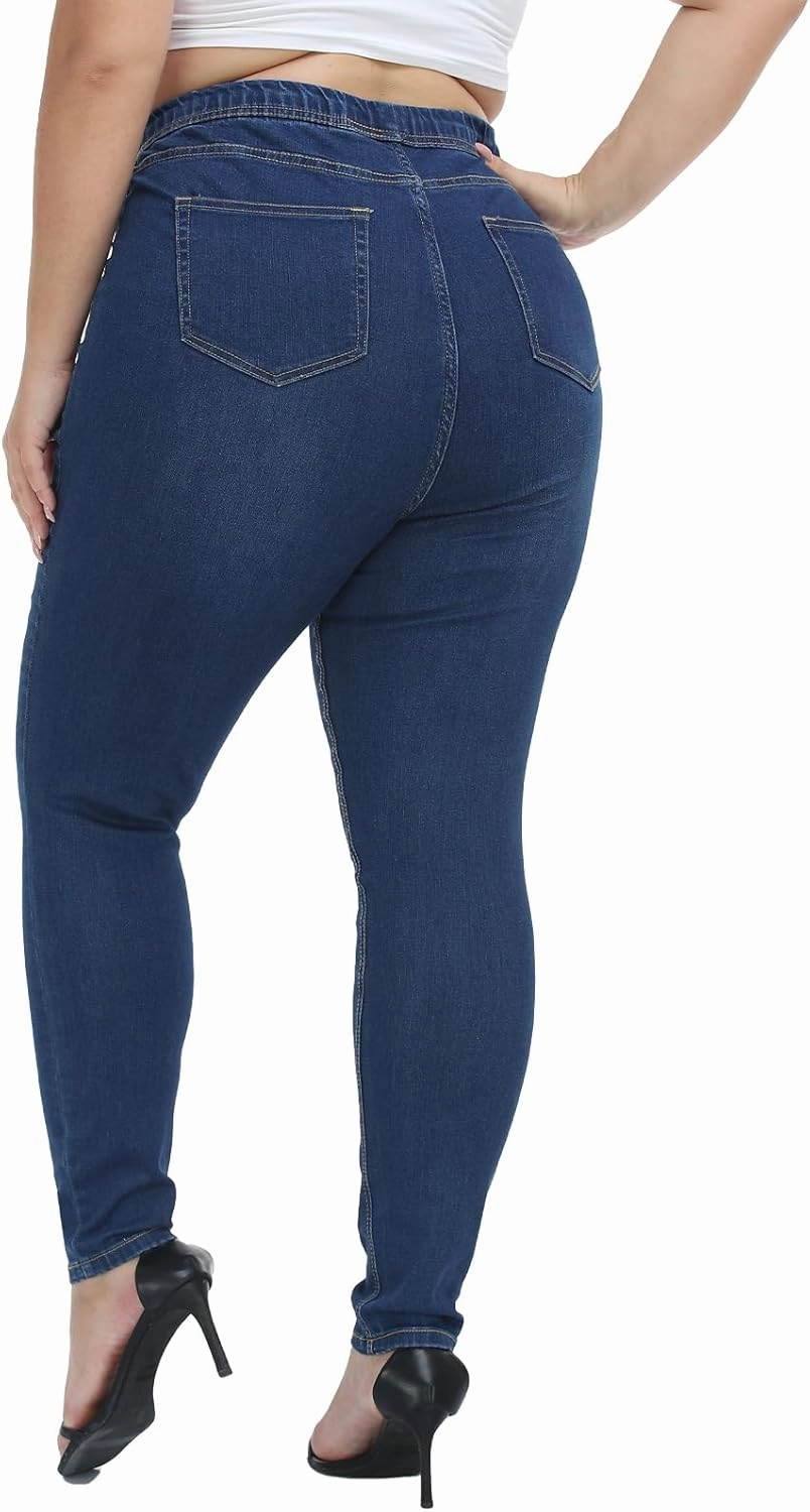 LICTZNEE Jeggings for Women High Waist, Stretchy Jeans Slim Fit Leg Pull on Jean with Pockets, Soft Breathable Cotton Blend