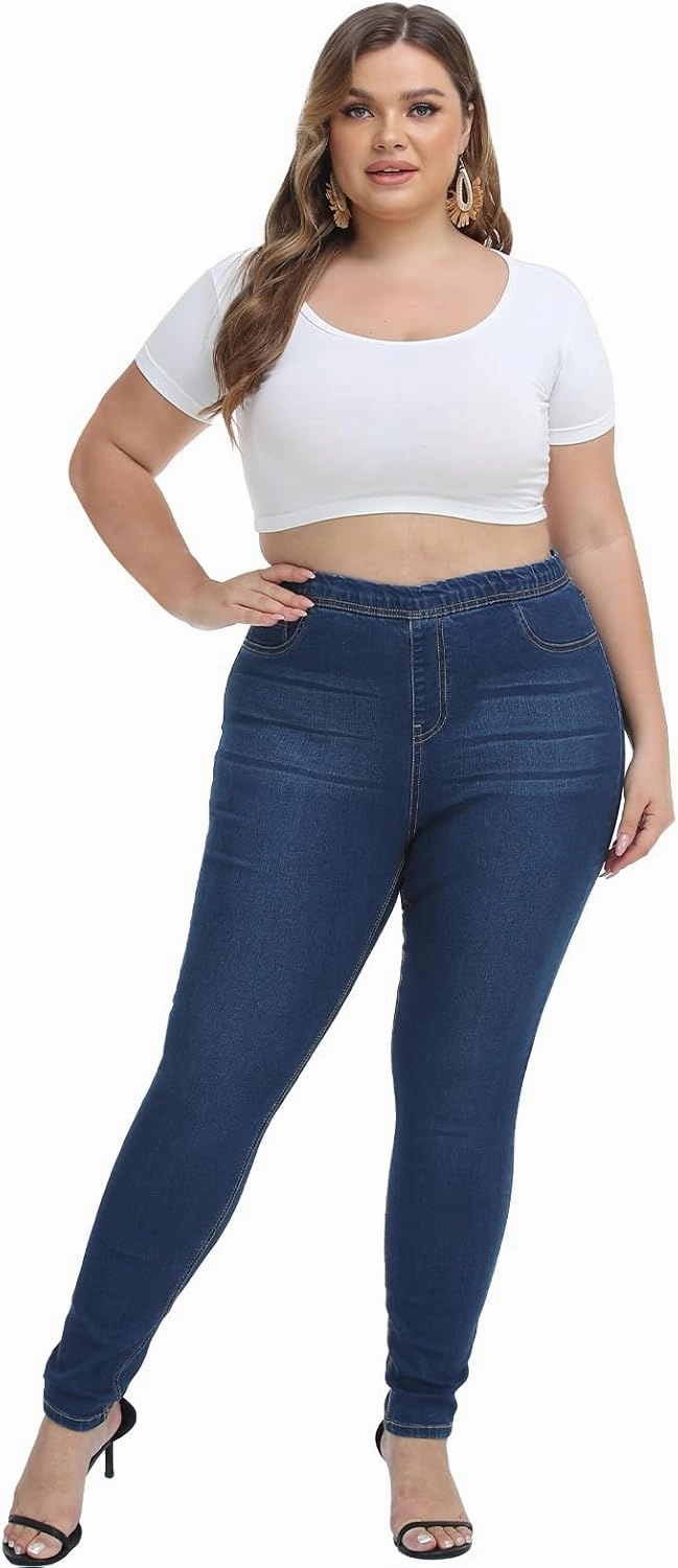LICTZNEE Jeggings for Women High Waist, Stretchy Jeans Slim Fit Leg Pull on Jean with Pockets, Soft Breathable Cotton Blend