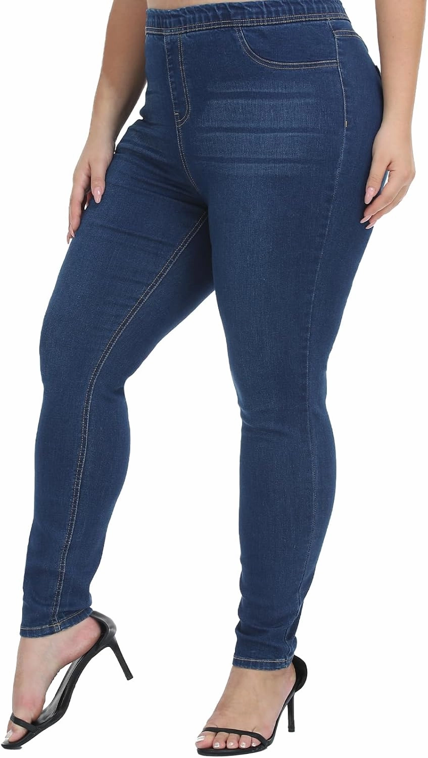 LICTZNEE Jeggings for Women High Waist, Stretchy Jeans Slim Fit Leg Pull on Jean with Pockets, Soft Breathable Cotton Blend