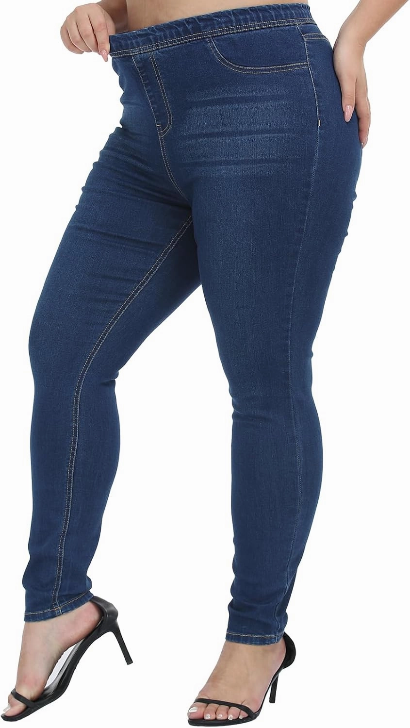 LICTZNEE Jeggings for Women High Waist, Stretchy Jeans Slim Fit Leg Pull on Jean with Pockets, Soft Breathable Cotton Blend
