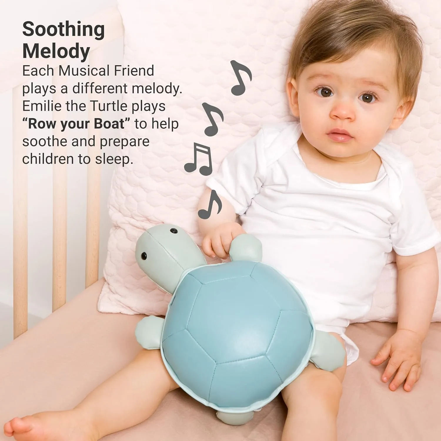 Little Big Friends Musical Friends | Pull String Cord Musical Toy for Baby | Special Stuffed Animal | Easy to Clean | Emilie The Turtle