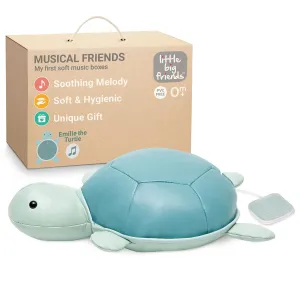 Little Big Friends Musical Friends | Pull String Cord Musical Toy for Baby | Special Stuffed Animal | Easy to Clean | Emilie The Turtle