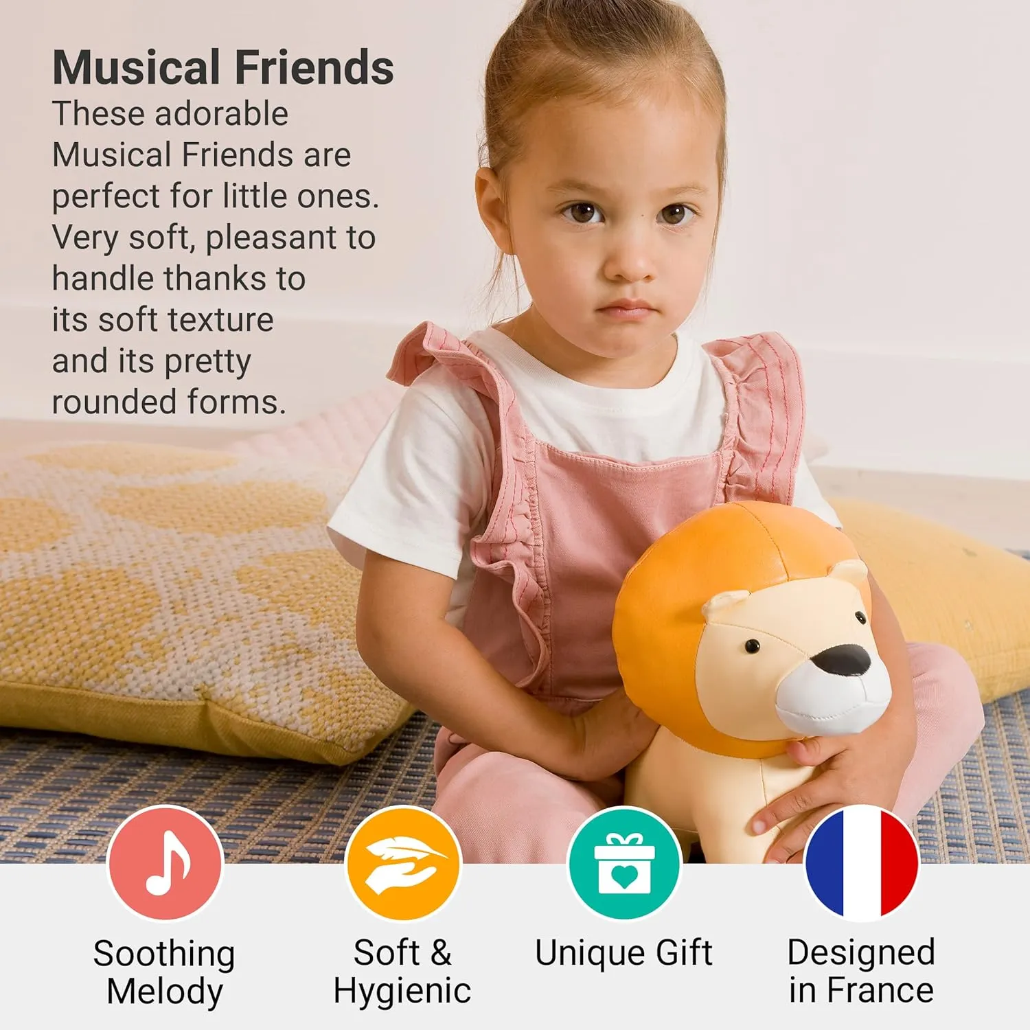 Little Big Friends Musical Friends | Pull String Cord Musical Toy for Baby | Special Stuffed Animal | Easy to Clean | Jackson The Lion