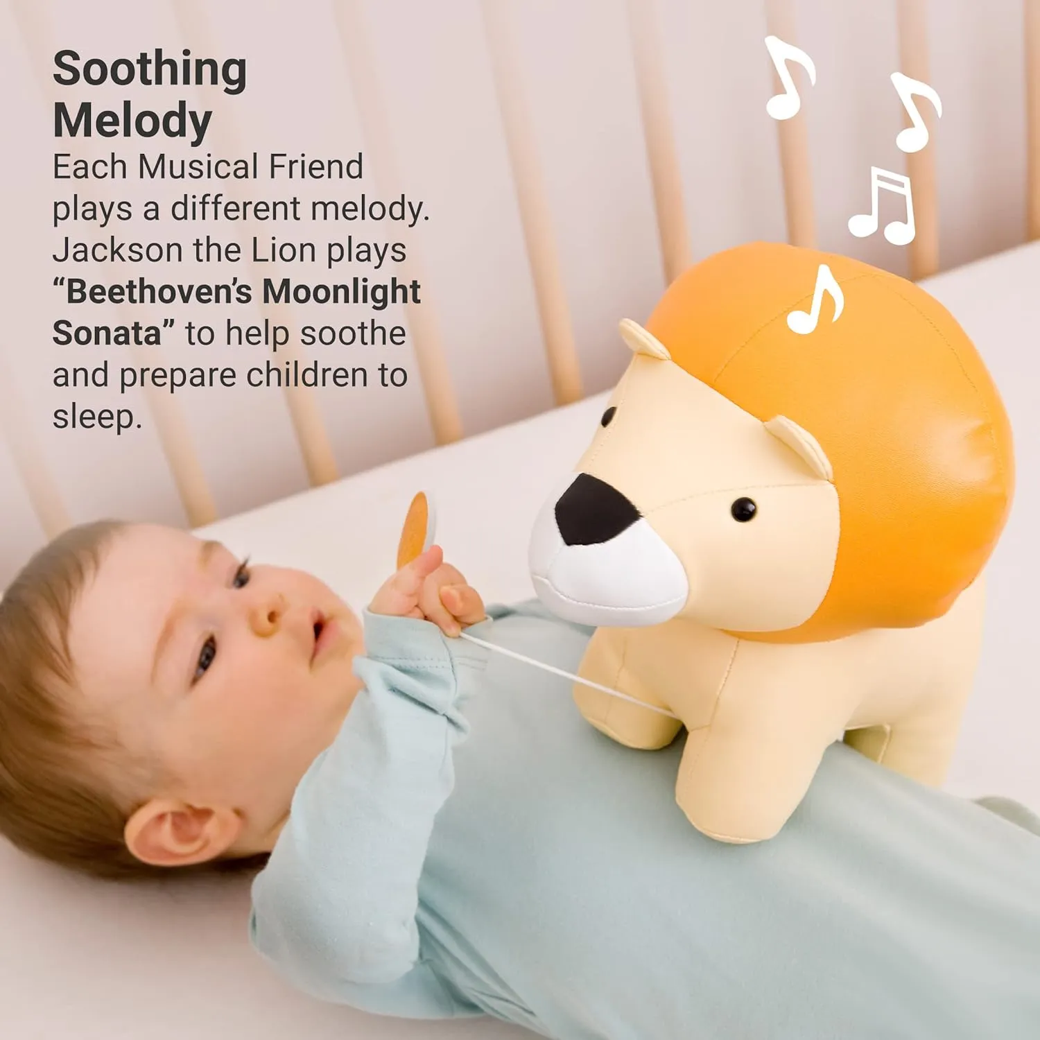 Little Big Friends Musical Friends | Pull String Cord Musical Toy for Baby | Special Stuffed Animal | Easy to Clean | Jackson The Lion