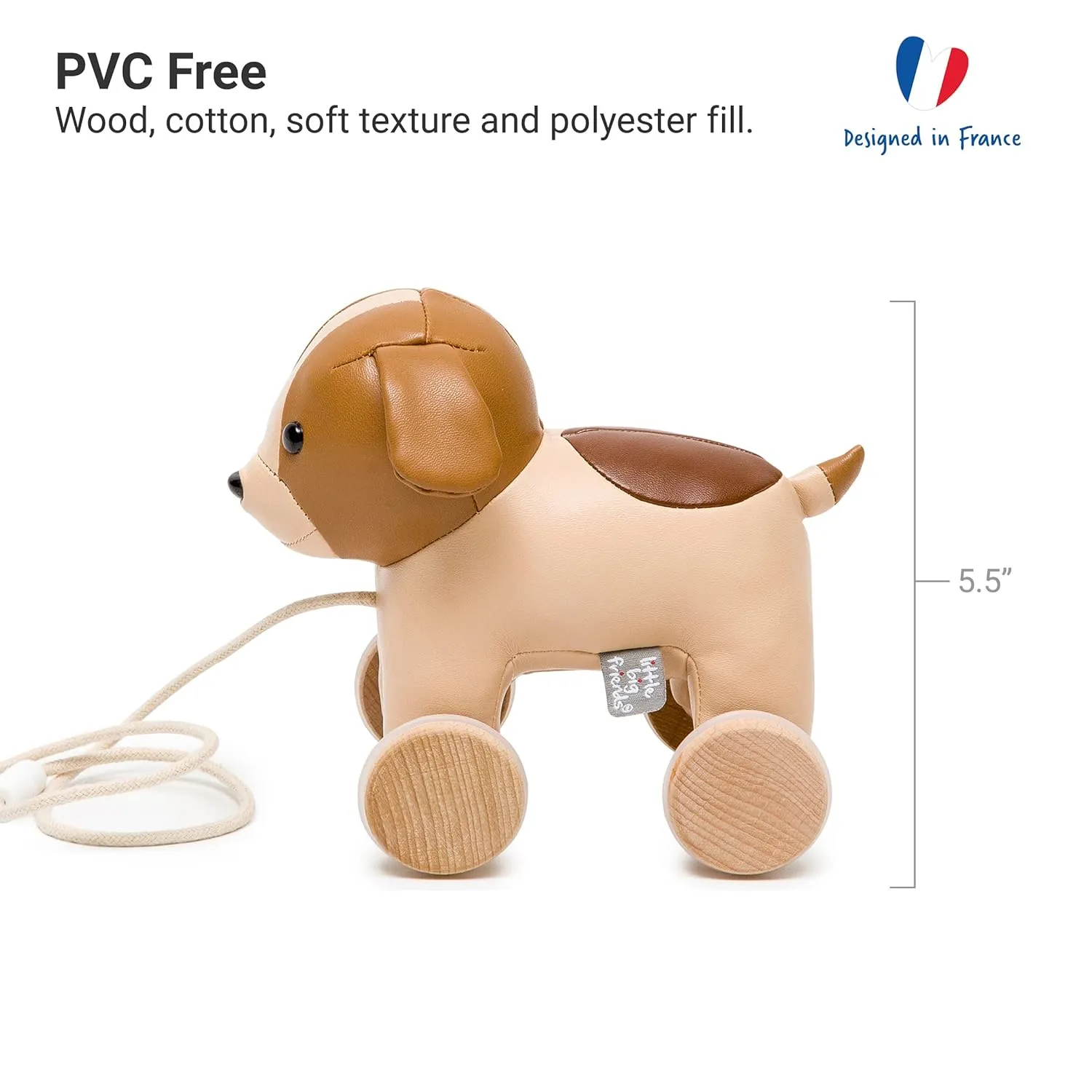 Little Big Friends Pull Along Friends | Pull Along Toy for Baby | Traditional Toys | Easy to Clean | Adrien The Dog