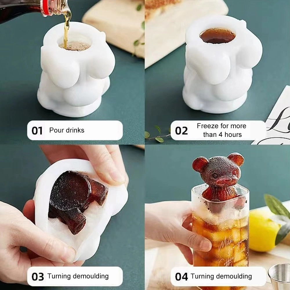 Little Teddy Bear 3D Shape Ice Cube Maker and Chocolate Mould Tray