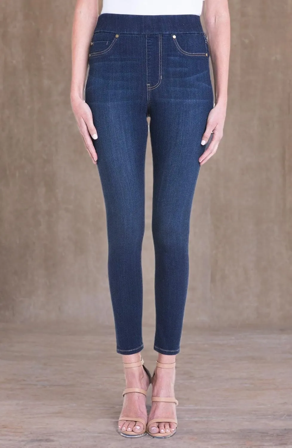 Liverpool Farrah High-Waist Pull-On Ankle in Silky Soft Denim in Coronado Mid