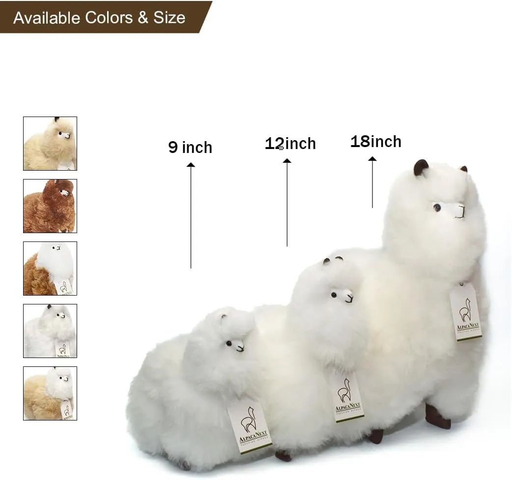 Llama Stuffed Animal – 12 inch. Cute, Soft and Cuddly Alpaca Plush Toy Handcrafted on Real Alpaka Natural Fur (12 inches, White)