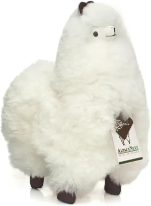 Llama Stuffed Animal – 12 inch. Cute, Soft and Cuddly Alpaca Plush Toy Handcrafted on Real Alpaka Natural Fur (12 inches, White)