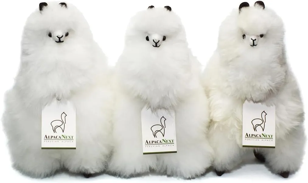 Llama Stuffed Animal – 12 inch. Cute, Soft and Cuddly Alpaca Plush Toy Handcrafted on Real Alpaka Natural Fur (12 inches, White)