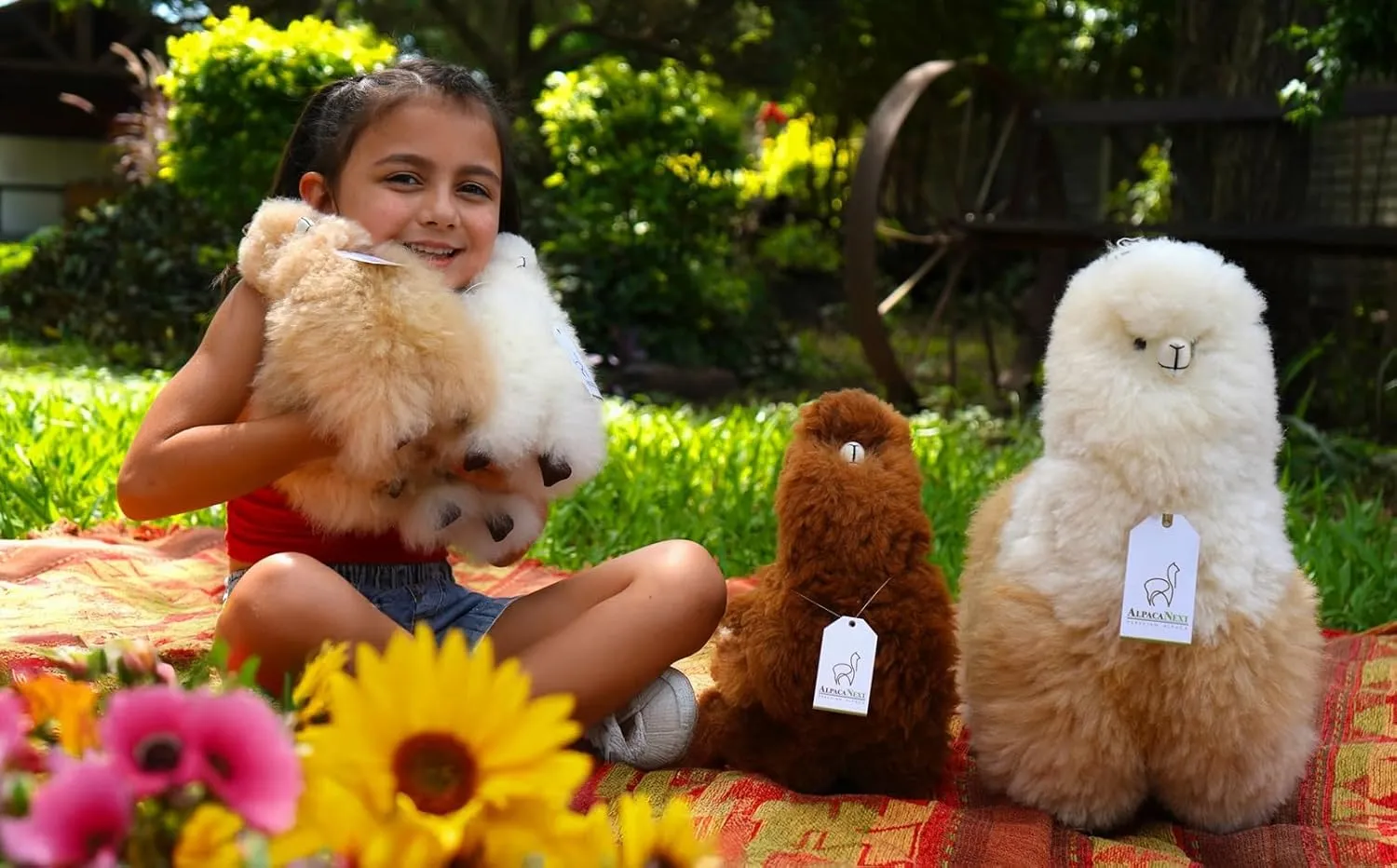 Llama Stuffed Animal – 12 inch. Cute, Soft and Cuddly Alpaca Plush Toy Handcrafted on Real Alpaka Natural Fur (12 inches, White)