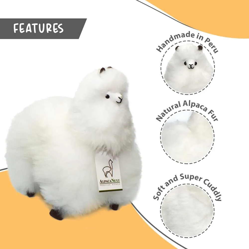 Llama Stuffed Animal – 12 inch. Cute, Soft and Cuddly Alpaca Plush Toy Handcrafted on Real Alpaka Natural Fur (12 inches, White)