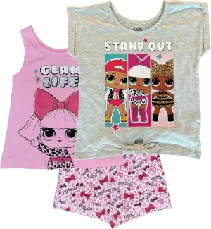L.O.L. Surprise! Girls’ 3-Piece T-Shirt, Tank Top and Short Set