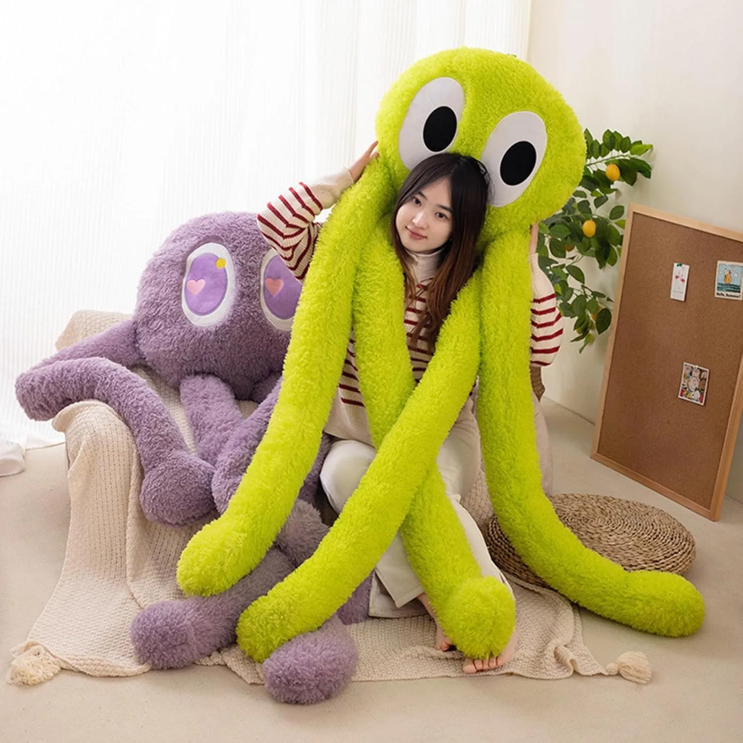 Long Octopus Plush Pillow, 39.3 Inch Cute Octopus Stuffed Animals Kawaii Soft Plushies,Large Plush Toys Cushions Gifts for Girlfriend Kids