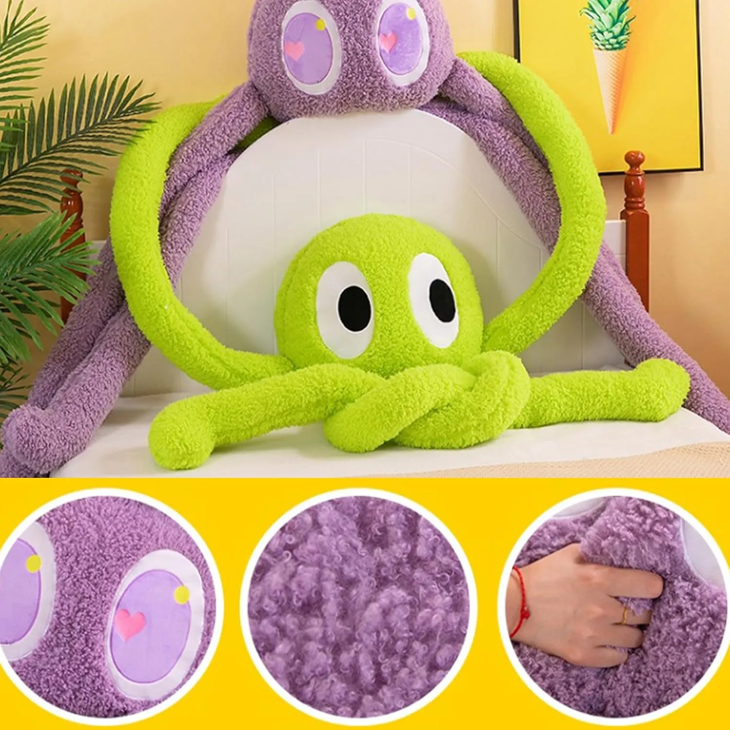 Long Octopus Plush Pillow, 39.3 Inch Cute Octopus Stuffed Animals Kawaii Soft Plushies,Large Plush Toys Cushions Gifts for Girlfriend Kids