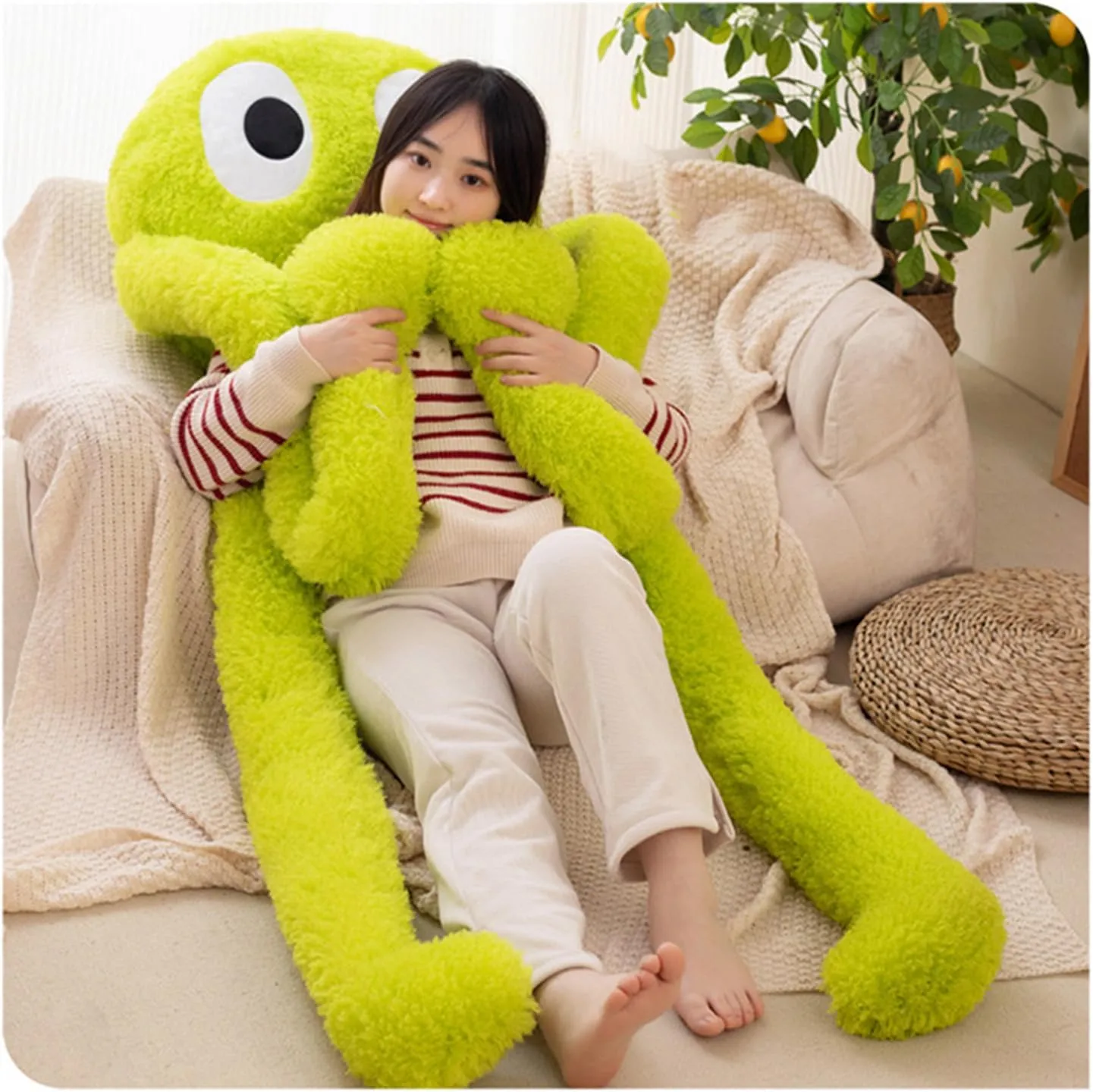 Long Octopus Plush Pillow, 39.3 Inch Cute Octopus Stuffed Animals Kawaii Soft Plushies,Large Plush Toys Cushions Gifts for Girlfriend Kids