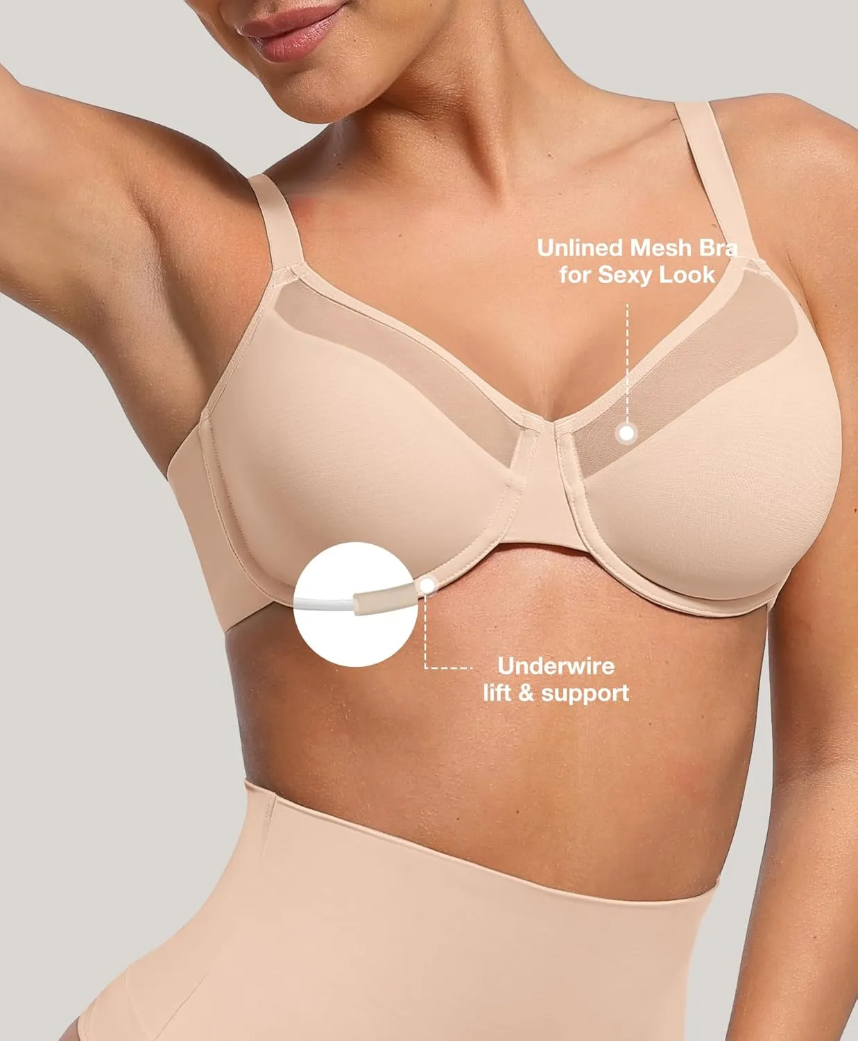 Lover-Beauty Minimizer Bras for Women Full Coverage Unlined Underwire Bras Plus Size Lifting Bra for Heavy Breast