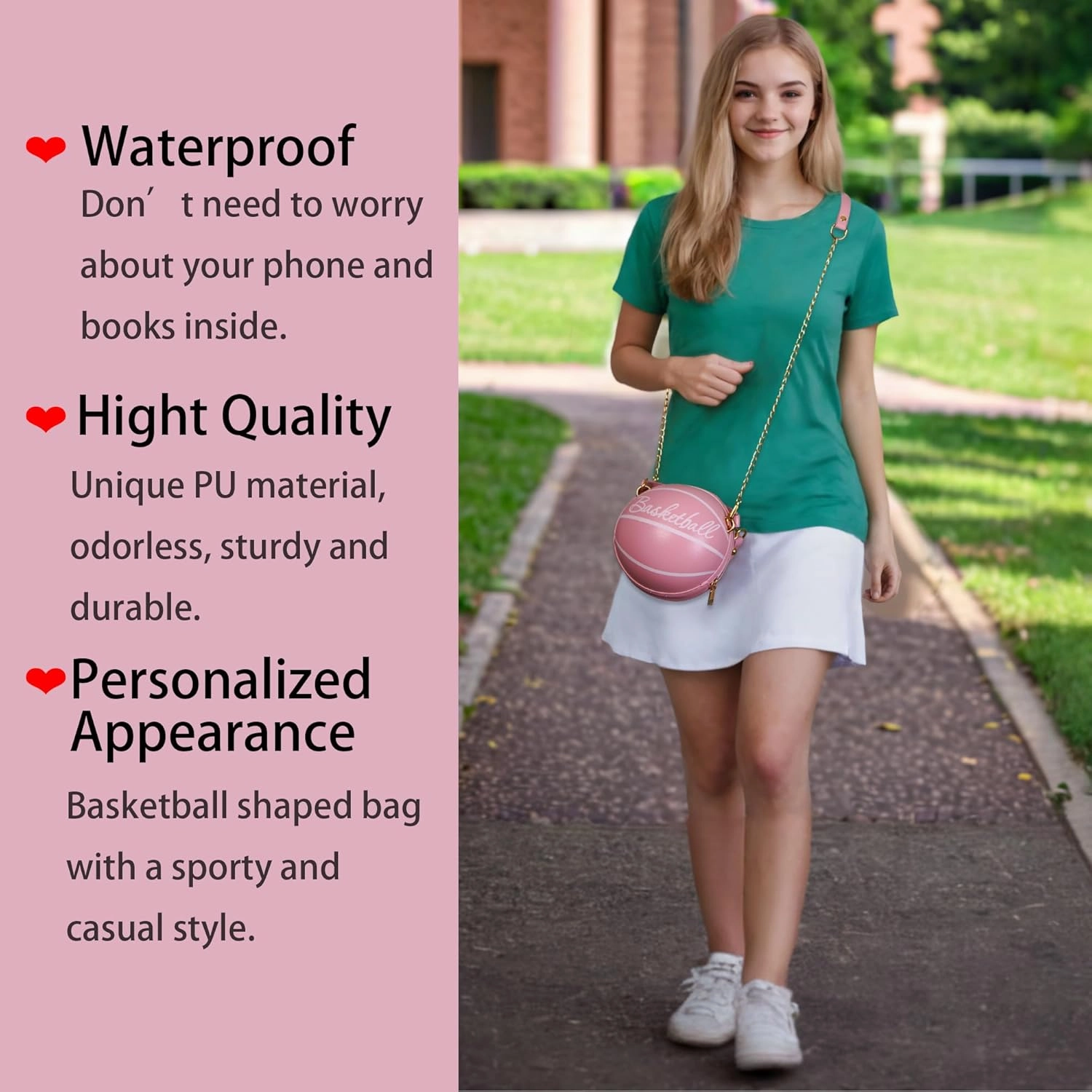 LoveWLC basketball Shaped purse Cross Body Bag,PU Handbag Shoulder Bag for Girls Women