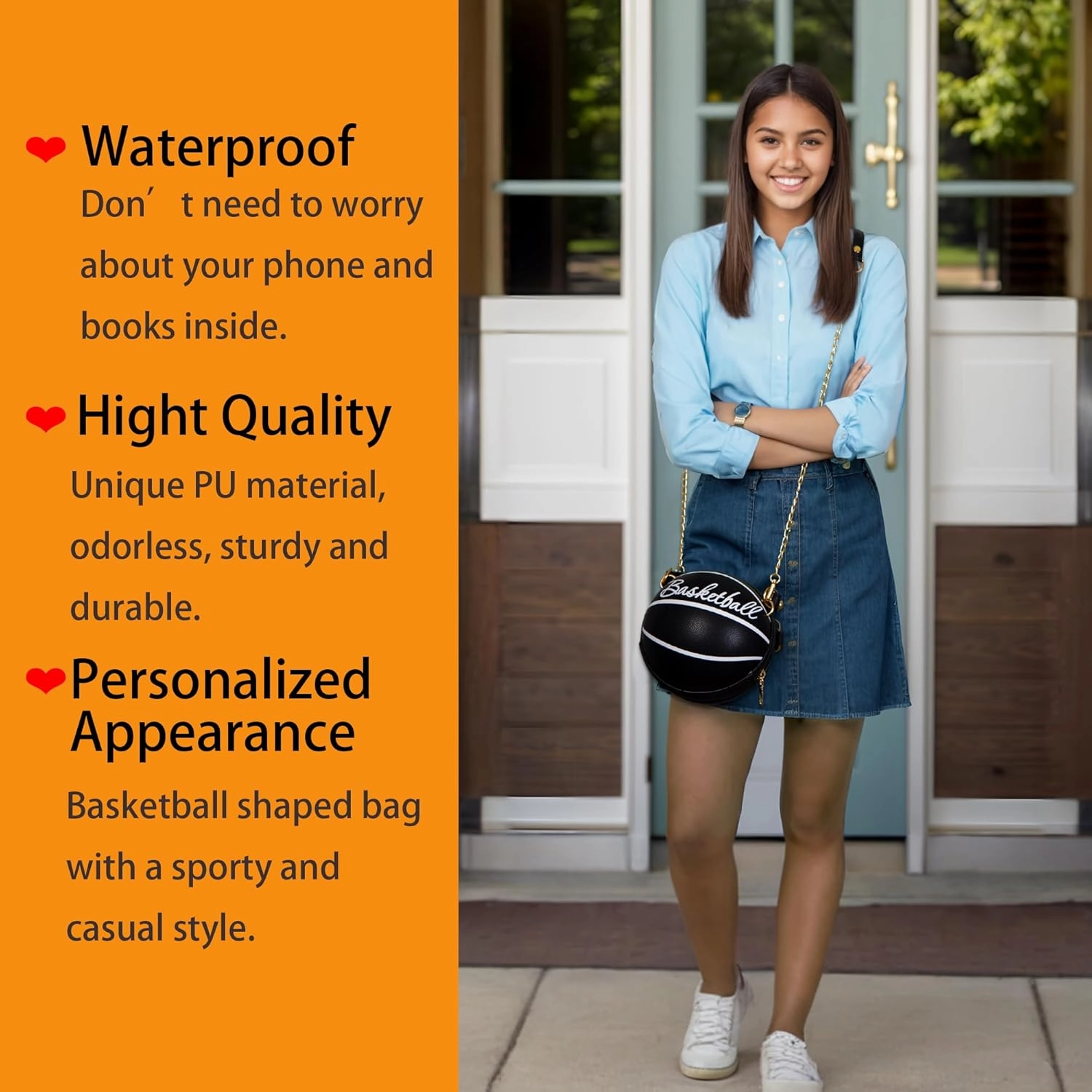 LoveWLC basketball Shaped purse Cross Body Bag,PU Handbag Shoulder Bag for Girls Women