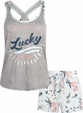 Lucky Brand Women’s 2-Piece Pajama Set – Soft Sleepwear with Cross Back Tank Top and Sleep Shorts