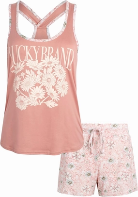 Lucky Brand Women’s 2-Piece Pajama Set – Soft Sleepwear with Cross Back Tank Top and Sleep Shorts