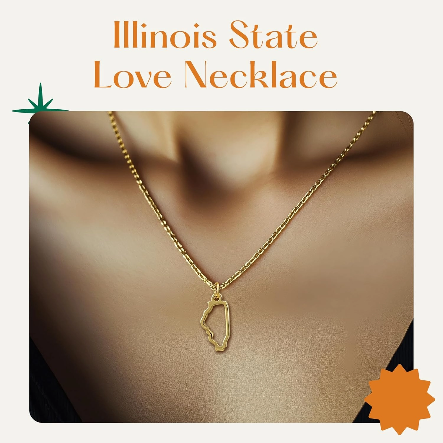 Lucky Feather State Necklace 14K Gold-Dipped Pendant on Adjustable 16”-18” Chain
