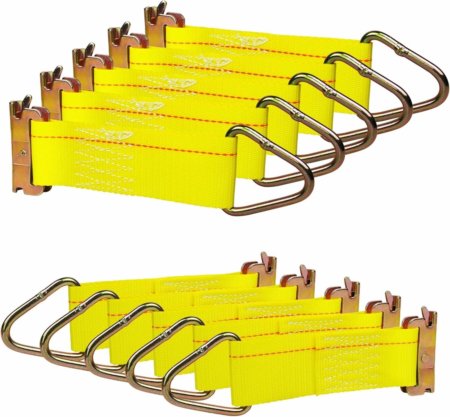 LULU CARGO CONTROL 2" x 6" E Track Rope Tie Offs, E Track Tie Down Straps (10 Pack) with D Ring E Track Accessories for Pickups, Boats, Enclosed Trailers, Vans (Yellow)