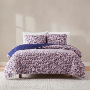 Lush Decor Alicia Camo Floral Cotton Quilt 3 Piece Set King/Cal King Purple - Floral Bedding Set - Flower Quilt - Botanical Print - Modern Decor