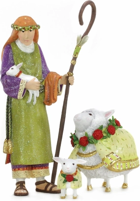 MACKENZIE-CHILDS Patience Brewster Nativity Figurine, Christmas Nativity Home Decor, Shepherd and Sheep