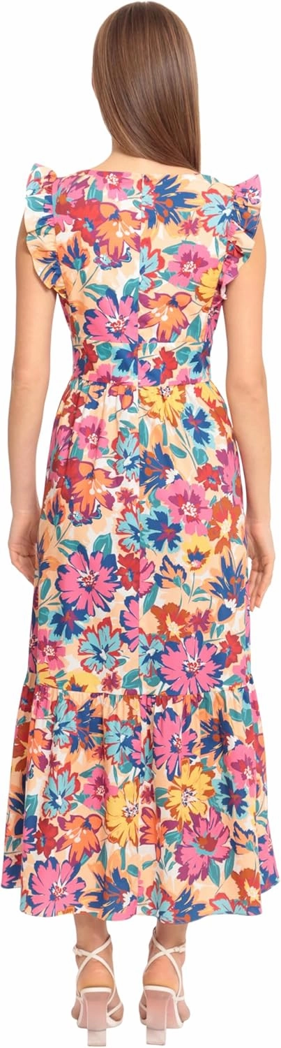 Maggy London Cocktail V-Neck, Ruffle, Pockets Maxi | Summer Dresses for Women