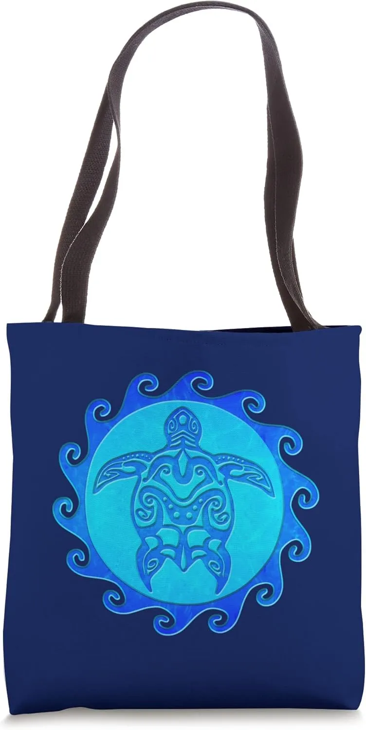 Maori Sun Tribal Polynesian Sea Turtle Tote Bag