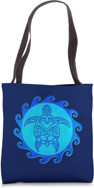 Maori Sun Tribal Polynesian Sea Turtle Tote Bag