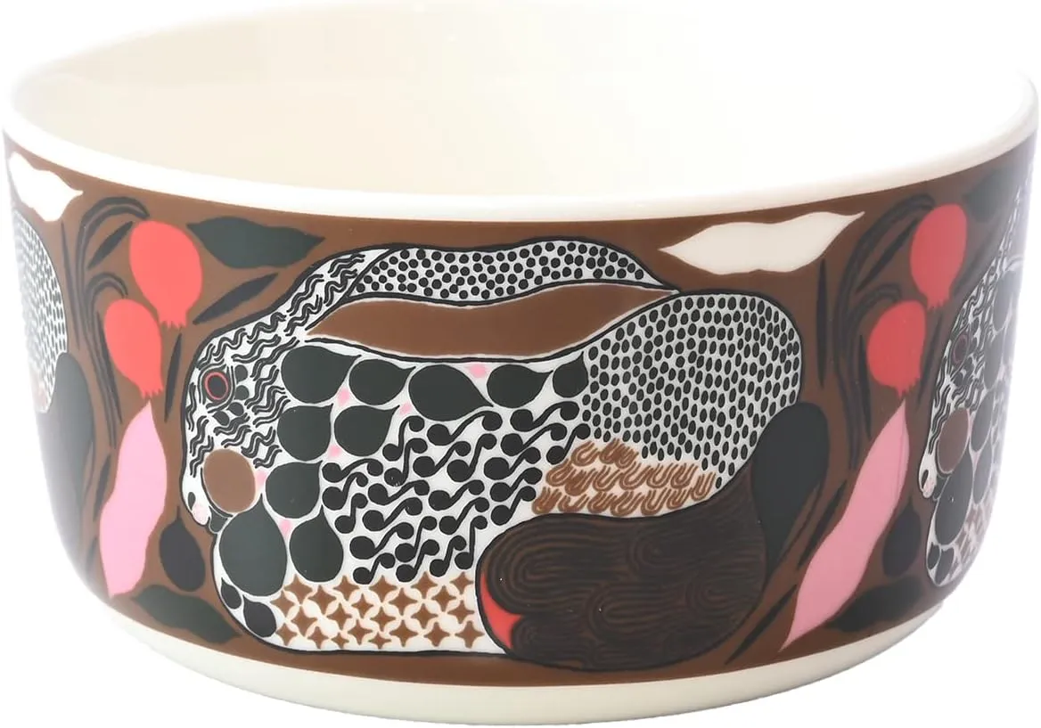Marimekko 072028 186 Bowl, 4.9 inches (12.5 cm), 16.9 fl oz (500 ml), Deep Pot, Rusakko Brown x Red